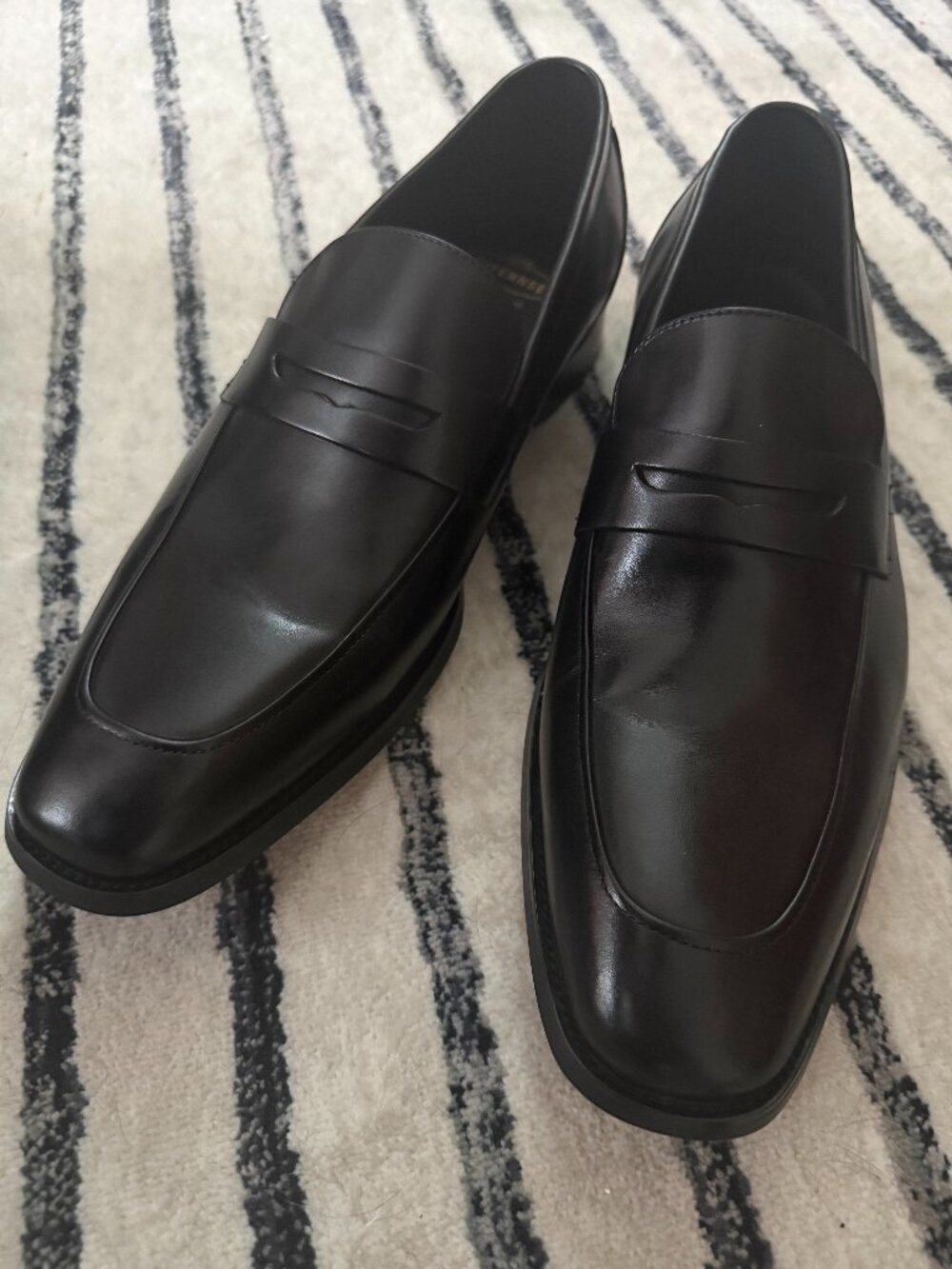 NEW GIFENNSE Handmade Black Leather Penny Loafers Men’s Size 15 Dress Shoes